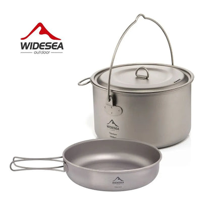 Widesea Camping Tableware Titanium Cookware Set Tourism Cauldron Outdoor Cooking Pot Frying Pan Picnic Kitchen Hiking Trekking