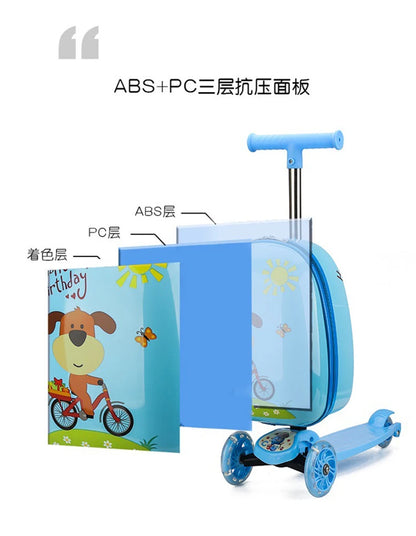 New cute skateboard suitcase scooter children's trolley luggage box 16 " boys and girls lovely carry-on bag student travel case