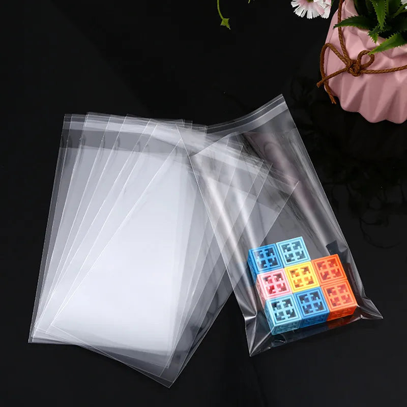 100pcs Multiple Size Clear Self-adhesive Cello Cellophane Bag Self Sealing Small Plastic Bags For Candy Packing Resealable Bags