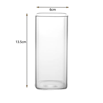 Square Coffee Glass Cup With Lid and Straw Transparent glasses Milk Tea Juice Cups ice Mug For  Drinkware