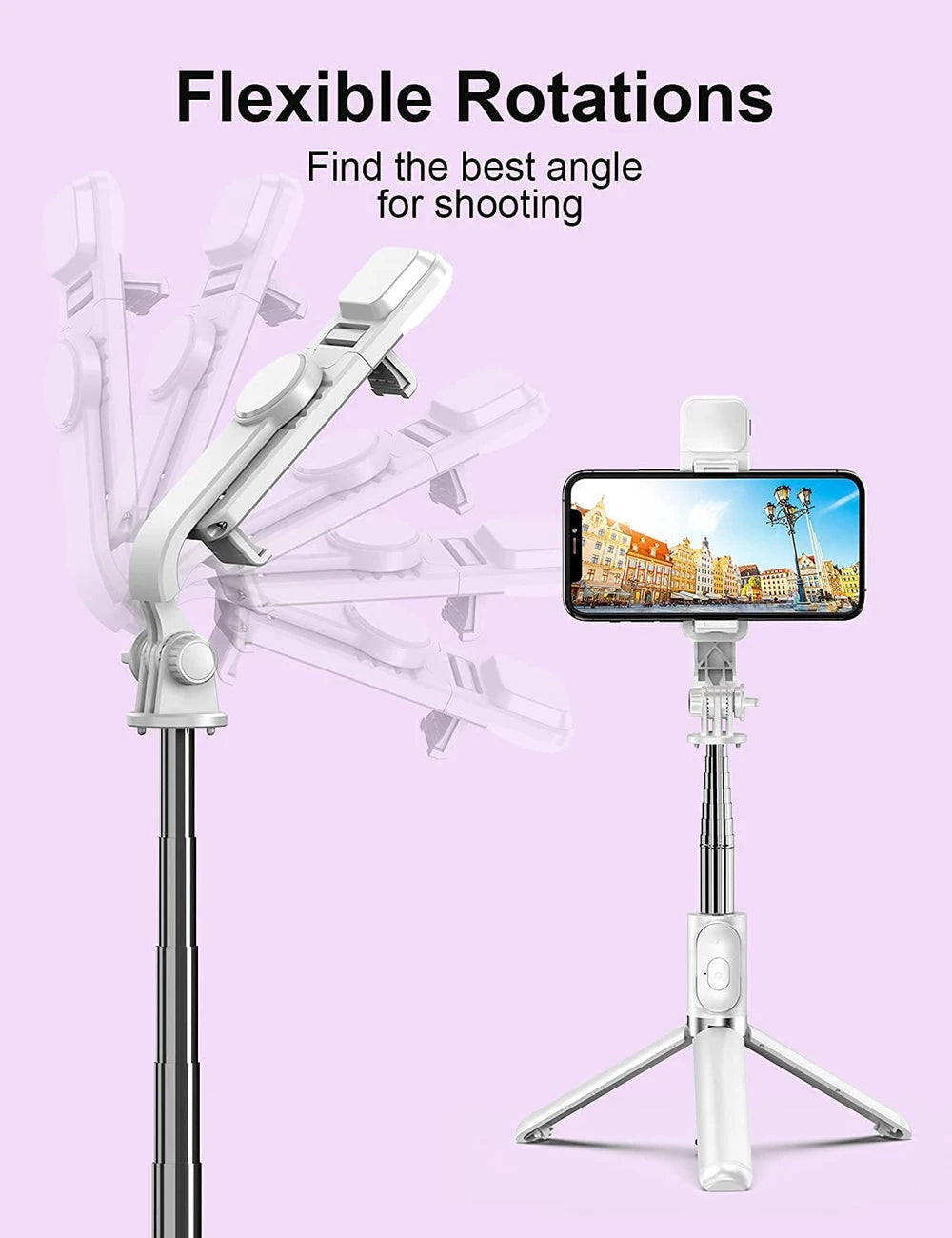 Wireless Bluetooth Selfie Stick Foldable Portable Tripod with Fill Light Shutter Remote Control for Android iPhone Smartphone