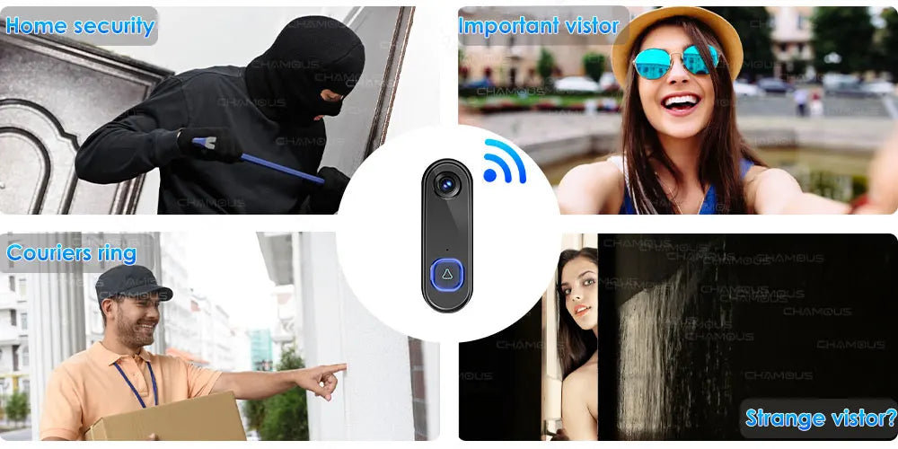 Tuya Video Doorbell 1080P WiFi Wireless Outdoor WaterProof Camera AC Power Security Protection Home Surveillance Alexa Google