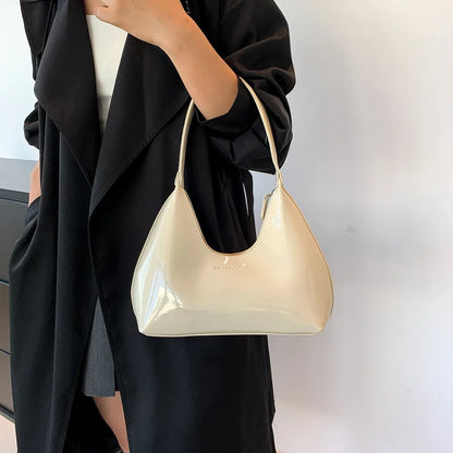 Leisure Sense Glossy 2024 Oceanic Early Spring New Patent Leather Fashion Light Luxury Shoulder Handheld Armpit Women's Bag