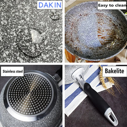 Durable Stone Frying Wok Pan Non-stick Ceramic Pot Induction Fryer Steak Cooking Gas Stove Skillet Cookware Tool for Kitchen Set