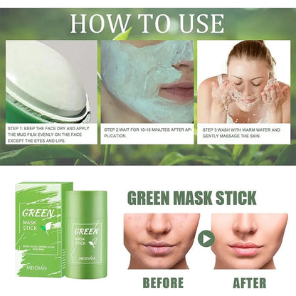 Dark Spots Remover Acne Skincare Solid Mask Green Tea Blackhead Blemish Clean Stick Cream Shrink Pores Pure Skin Exfoliator