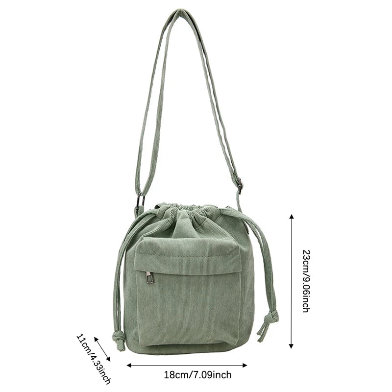 2024 New Women Bag Middle Shoulder Bag Korean Style Drawstring Bucket Bag Casual Light Youth Crossbody Bag Whole Sale