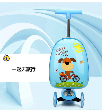 New cute skateboard suitcase scooter children's trolley luggage box 16 " boys and girls lovely carry-on bag student travel case