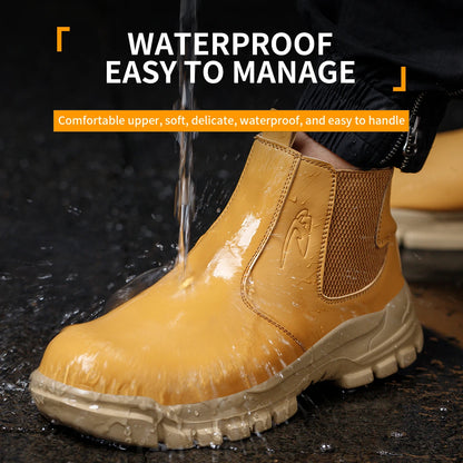 Waterproof Men's Safety Work Boots Steel Toe Shoes Anti Impact And Anti-Puncture Outdoor Adventure Hiking