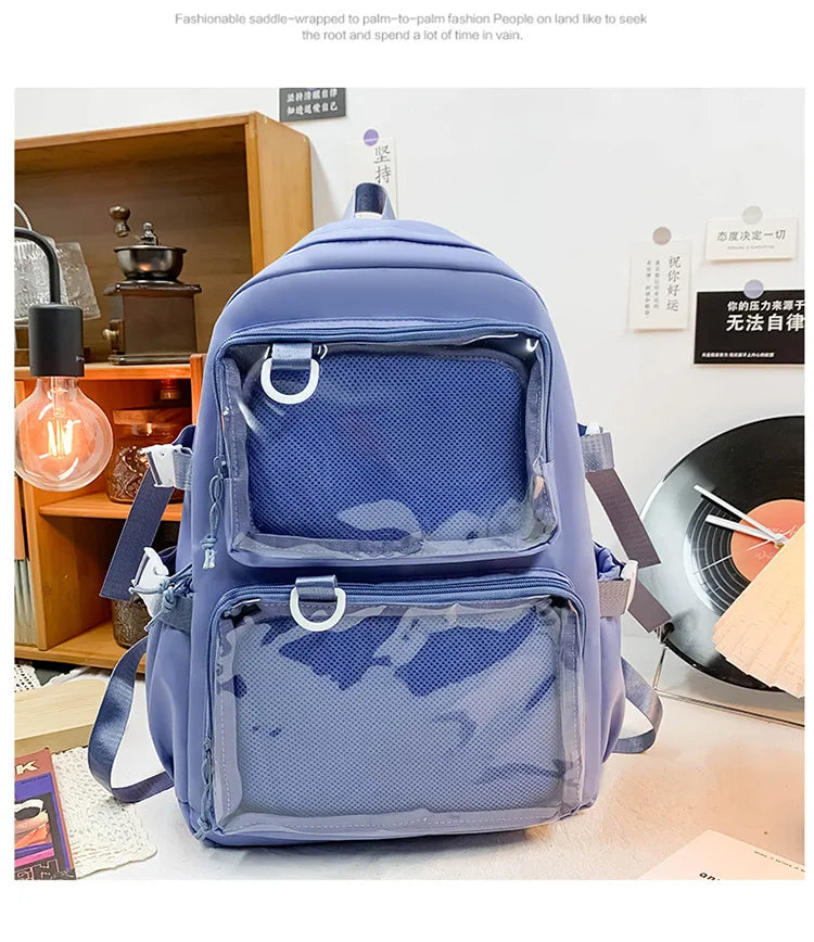 Japanese Kawaii Itabag Women New 2024 Transparent Backpack Women Large Capacity Ita Backpack School Bags For College Student JK