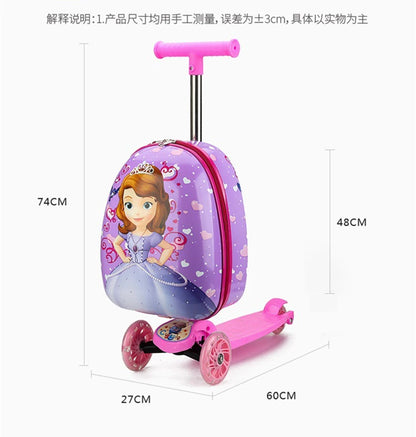 New cute skateboard suitcase scooter children's trolley luggage box 16 " boys and girls lovely carry-on bag student travel case