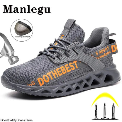 Steel Toe Safety Shoes for Men Women Lightweight Work Sneakers Puncture Proof Work Shoes Unisex Coustruction Safety Work Boots