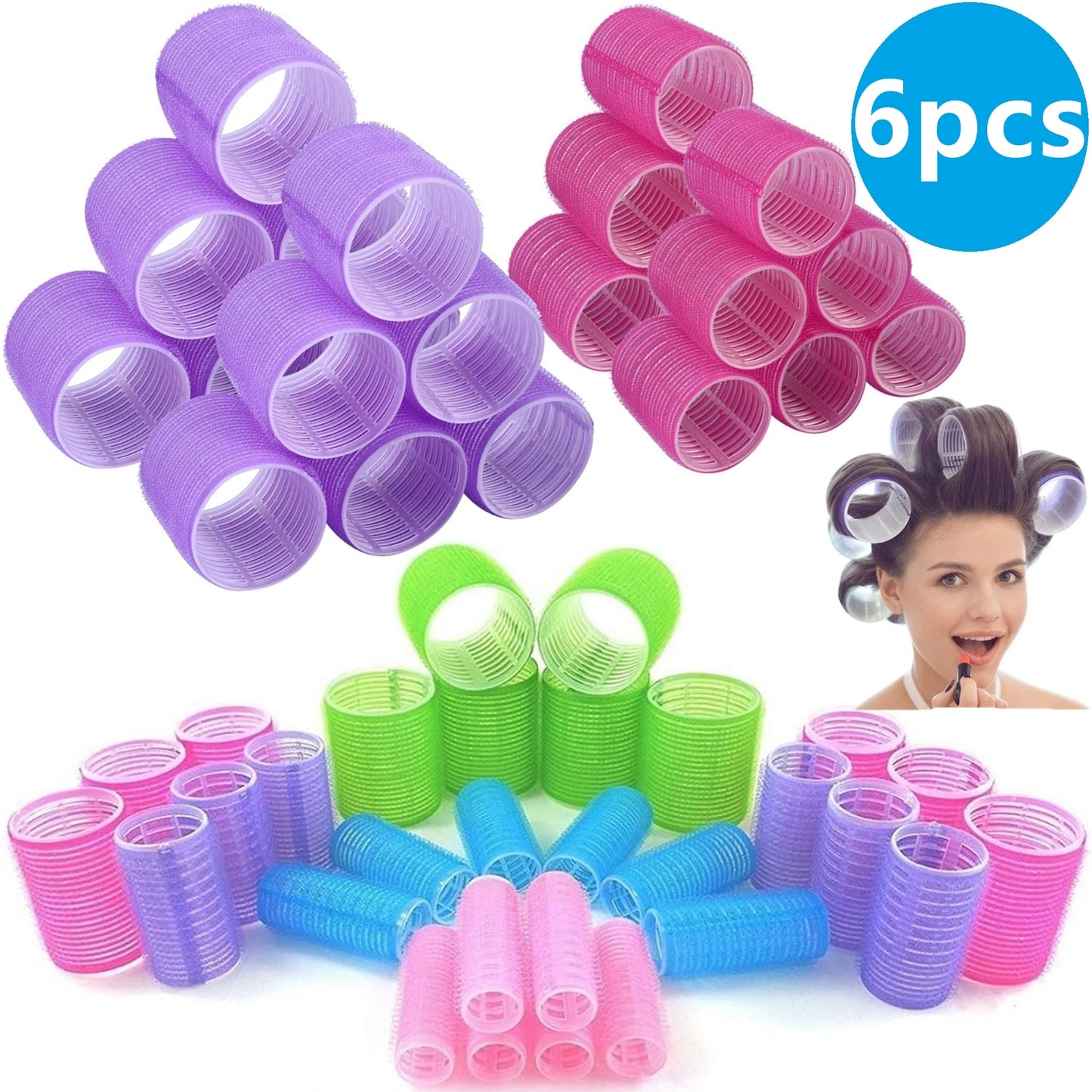 Hair Rollers Self Grip Hook Hair Curlers Heatless Hair Roller Salon Hair Dressing Curlers Jumbo Size Sticky Hair Styling Tools