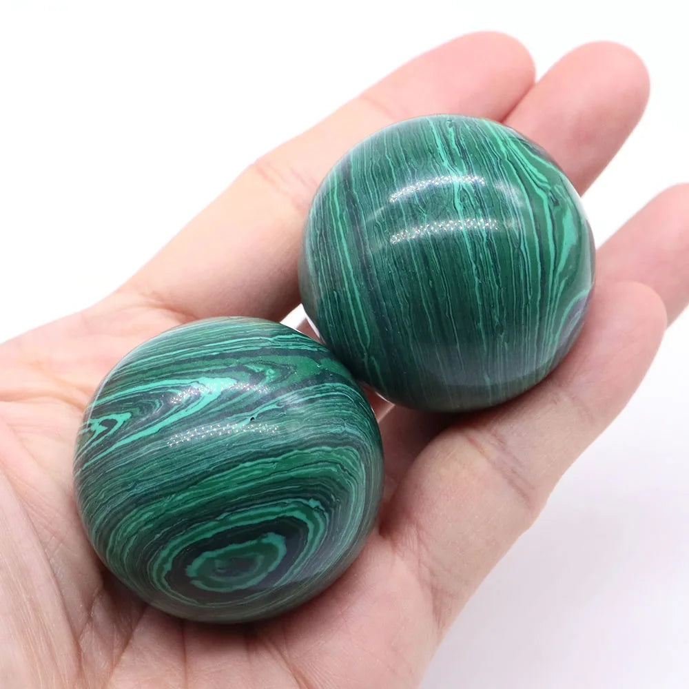 40MM Natural Crystal Round Ball Globe Malachite Turquoise Quartz Sphere Fengshui Wicca Chakra Massage Gemstone Home Decor Gift