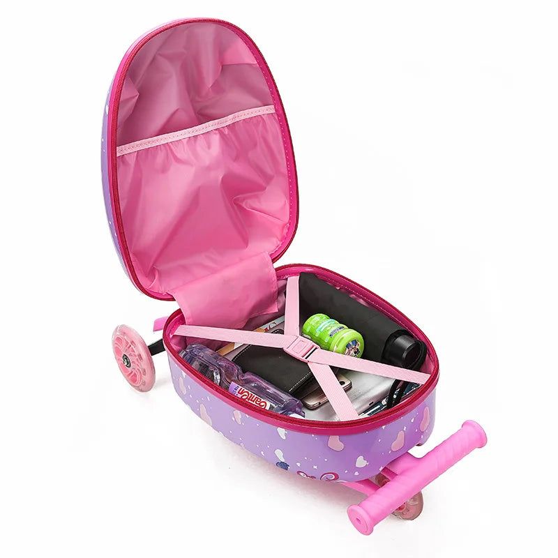 New cute skateboard suitcase scooter children's trolley luggage box 16 " boys and girls lovely carry-on bag student travel case