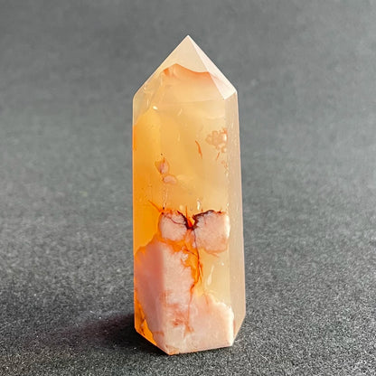 Natural Stone Sakura Agate Quartz Tower Carnelian Polished Crystal wand point Reiki Healing Gift Room Decor Obelisk