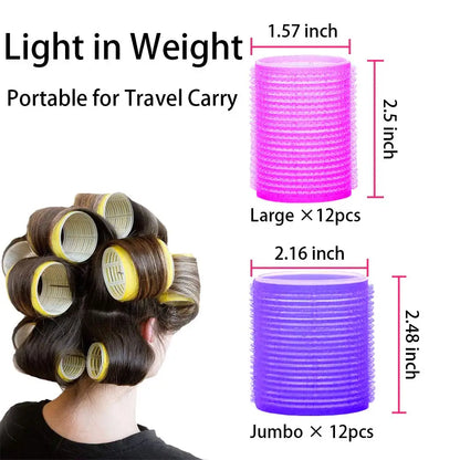 Hair Rollers Self Grip Hook Hair Curlers Heatless Hair Roller Salon Hair Dressing Curlers Jumbo Size Sticky Hair Styling Tools