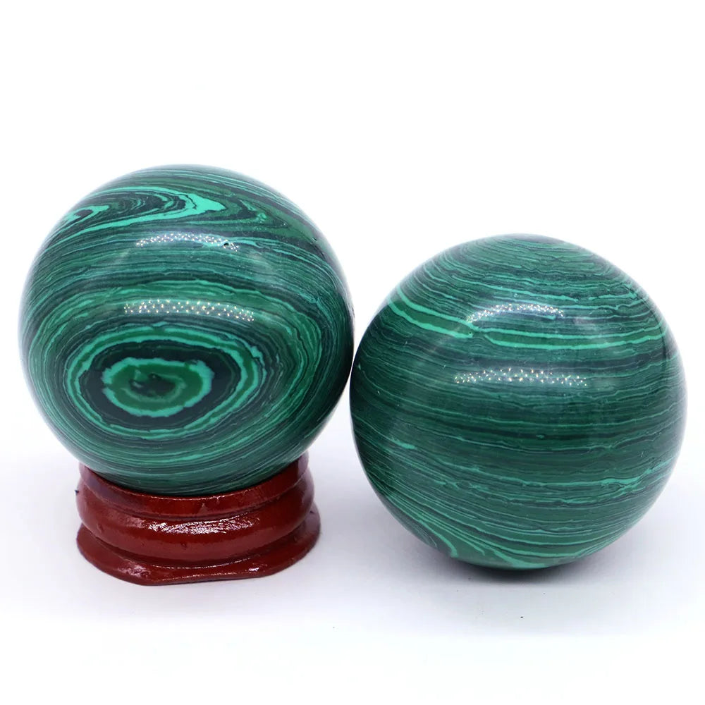 40MM Natural Crystal Round Ball Globe Malachite Turquoise Quartz Sphere Fengshui Wicca Chakra Massage Gemstone Home Decor Gift