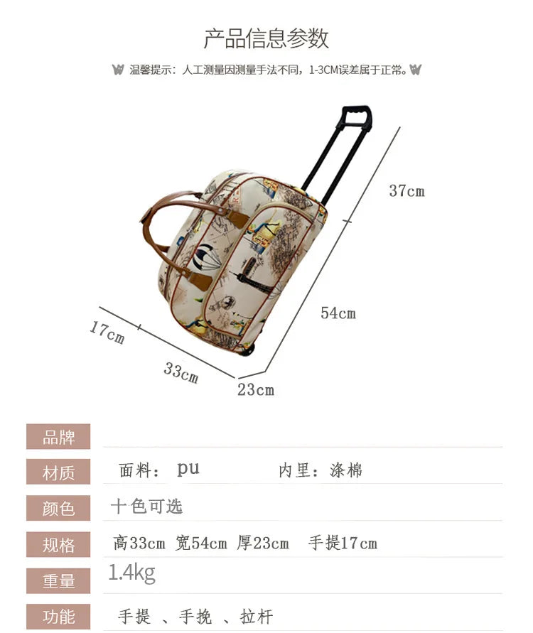 Large Capacity Women Travel Suitcase Trolley Bags Wheeled Bag Oxford Waterproof Rolling Luggage Travel Bag With Wheels