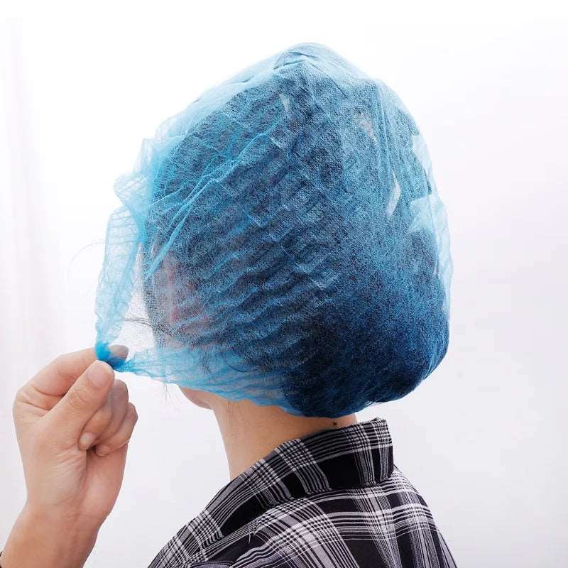 100-50pcs Non Woven Fabric Head Cover Disposable Stretch Net Hair Hat Bouffant Caps Cooking Dust Strip Hat For Kitchen Bathroom