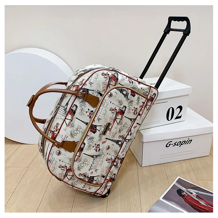 Large Capacity Women Travel Suitcase Trolley Bags Wheeled Bag Oxford Waterproof Rolling Luggage Travel Bag With Wheels