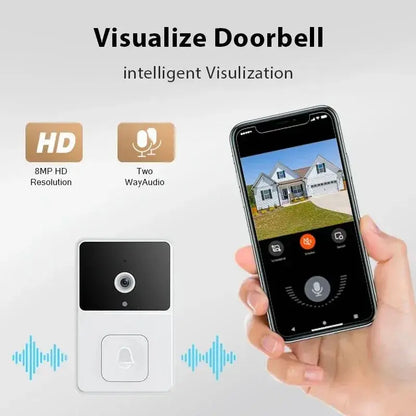 WiFi Video Doorbell Camera Visual Wireless Smart Doorbell Night Vision Two-Way Audio Cloud Storage Security Door Bell Chime