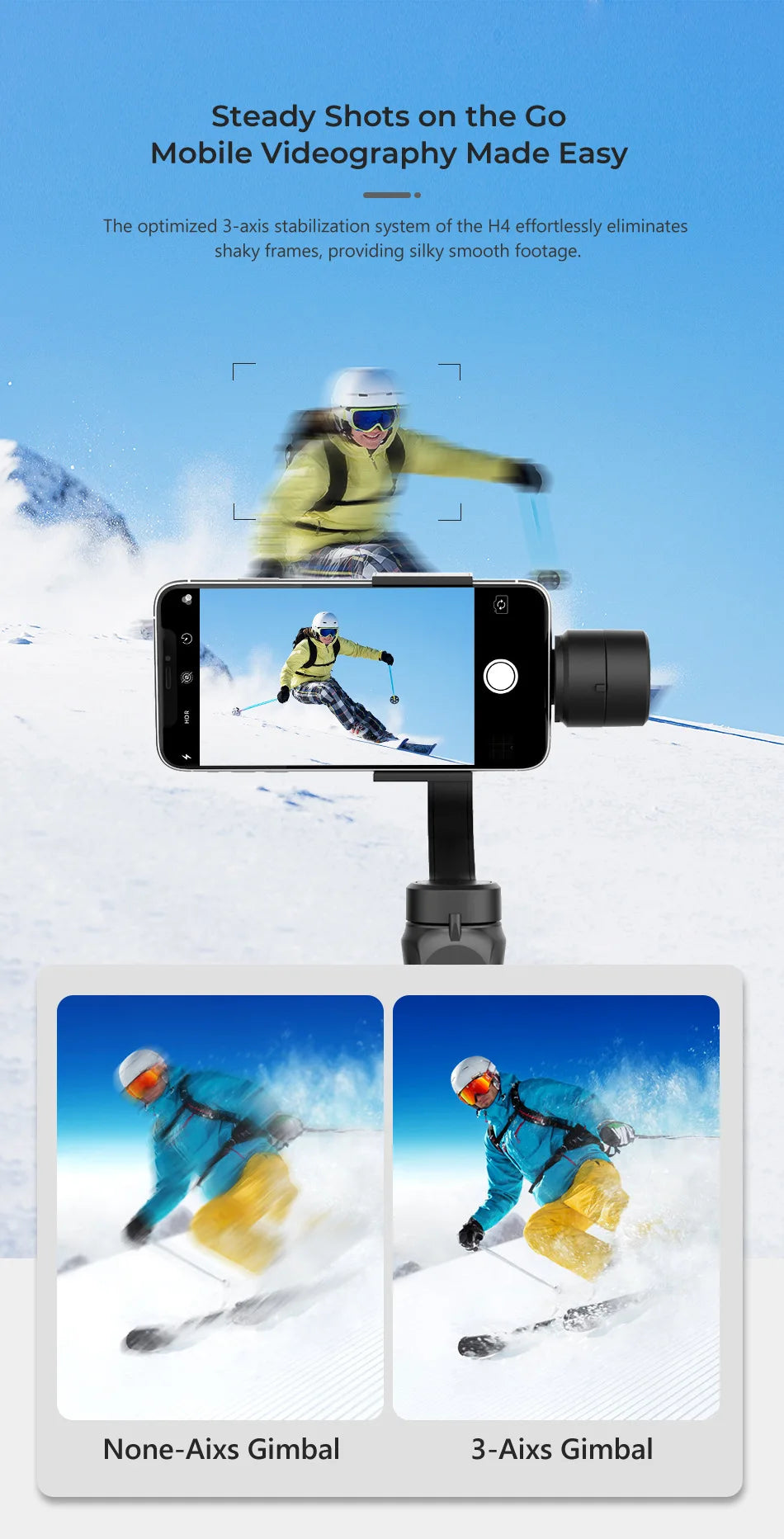 F11 3-Axis Gimbal Stabilizer Smartphone Foldable Handheld Phone Smile Snapshot Vlgo Video Record For iPhone Cellphone Huawei