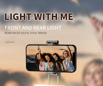 Selfie Stick Tripod with 3 Colors Fill Light Foldable Tripod with Bluetooth Wireless Remote for Xiaomi iPhone Samsung Smartphone