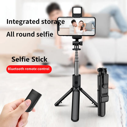 2023 New Wireless Bluetooth Selfie Stick Remote Shutter Tripod with Fill Light 360-Degree Rotation for Live Broadcasting