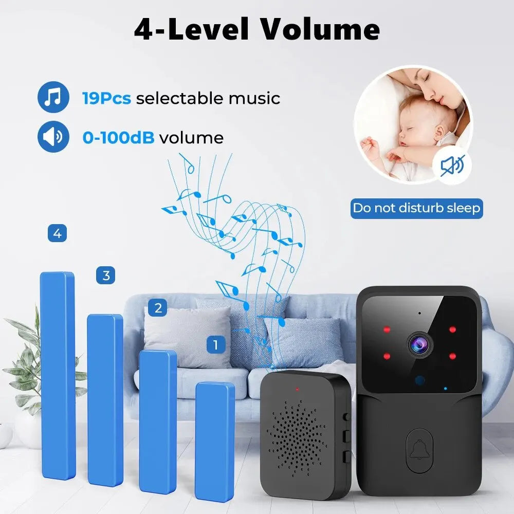 ONENUO WiFi Doorbell Home Tuya WiFi Wireless Doorbell DC AC Battery Powered Camera Bell with Alexa Google Doorbell Camera