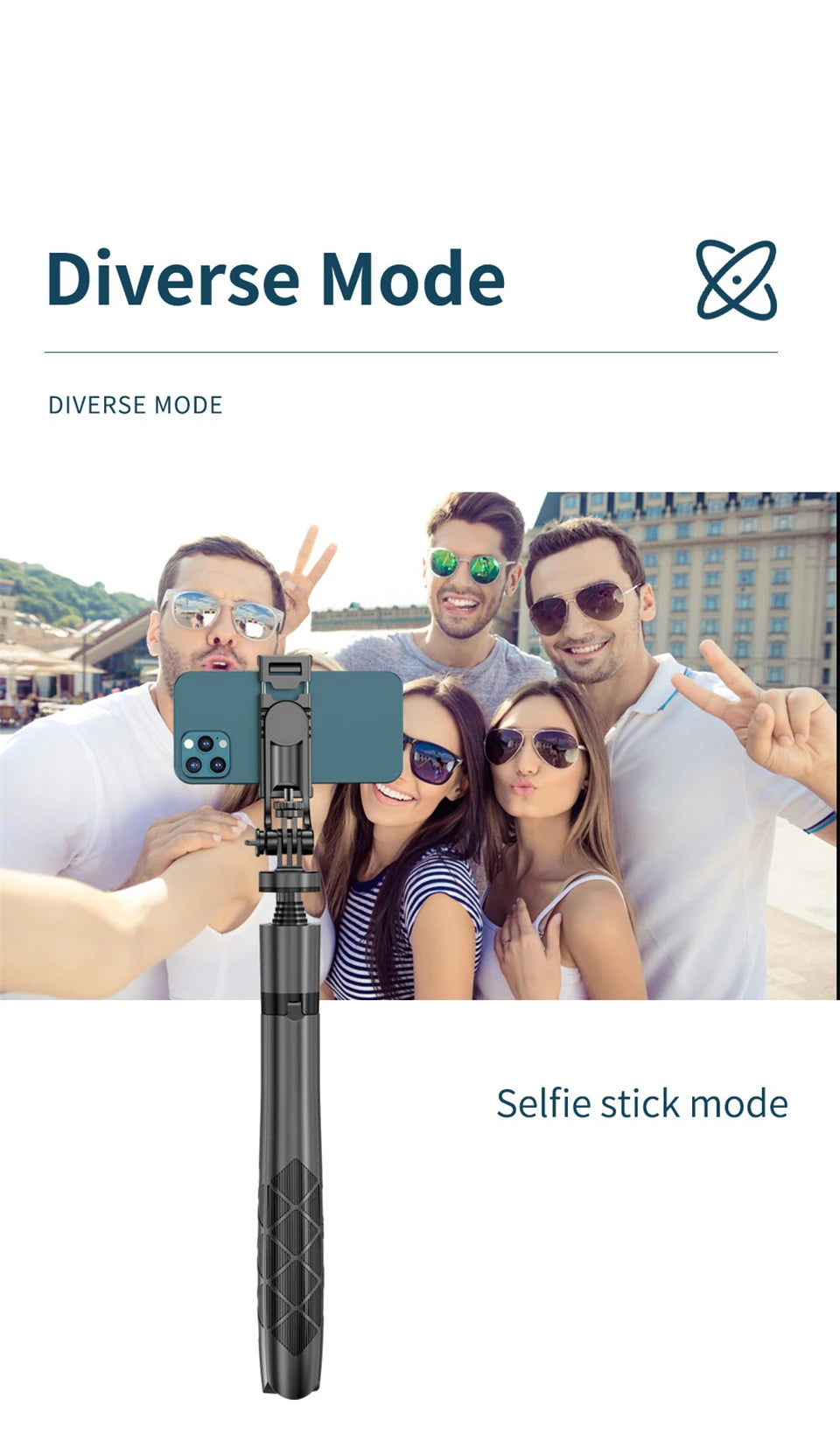 COOL DIER L16 1530mm Wireless Selfie Stick Tripod Stand Foldable Monopod  With Bluetooth Shutter For Gopro Cameras Smartphones