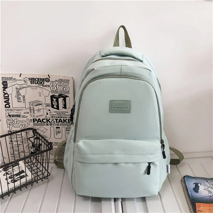 2024 New Solid Color Fashion Lady High Capacity Waterproof College Backpack Trendy Girls Laptop School Bags Girl Travel Book Bag