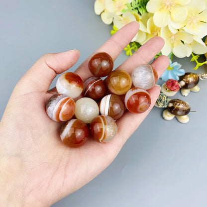 20mm Natural Crystal Carnelian And Clear Quartz Sphere Red Agate Stone Healing Reiki Ball Ornament Home Decoration DIY Gifts