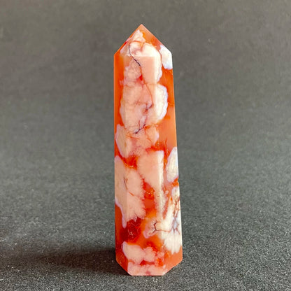 Natural Stone Sakura Agate Quartz Tower Carnelian Polished Crystal wand point Reiki Healing Gift Room Decor Obelisk