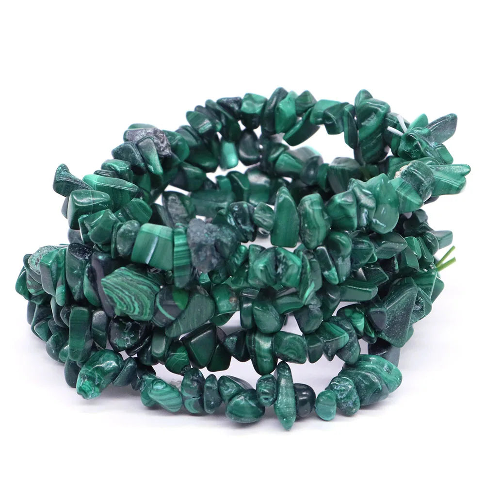 Natural Malachite Turquoise Quartz Bracelets Protection for Men Woman Reiki Healing Crystal Bracelets Chip Beads Chakra Stone