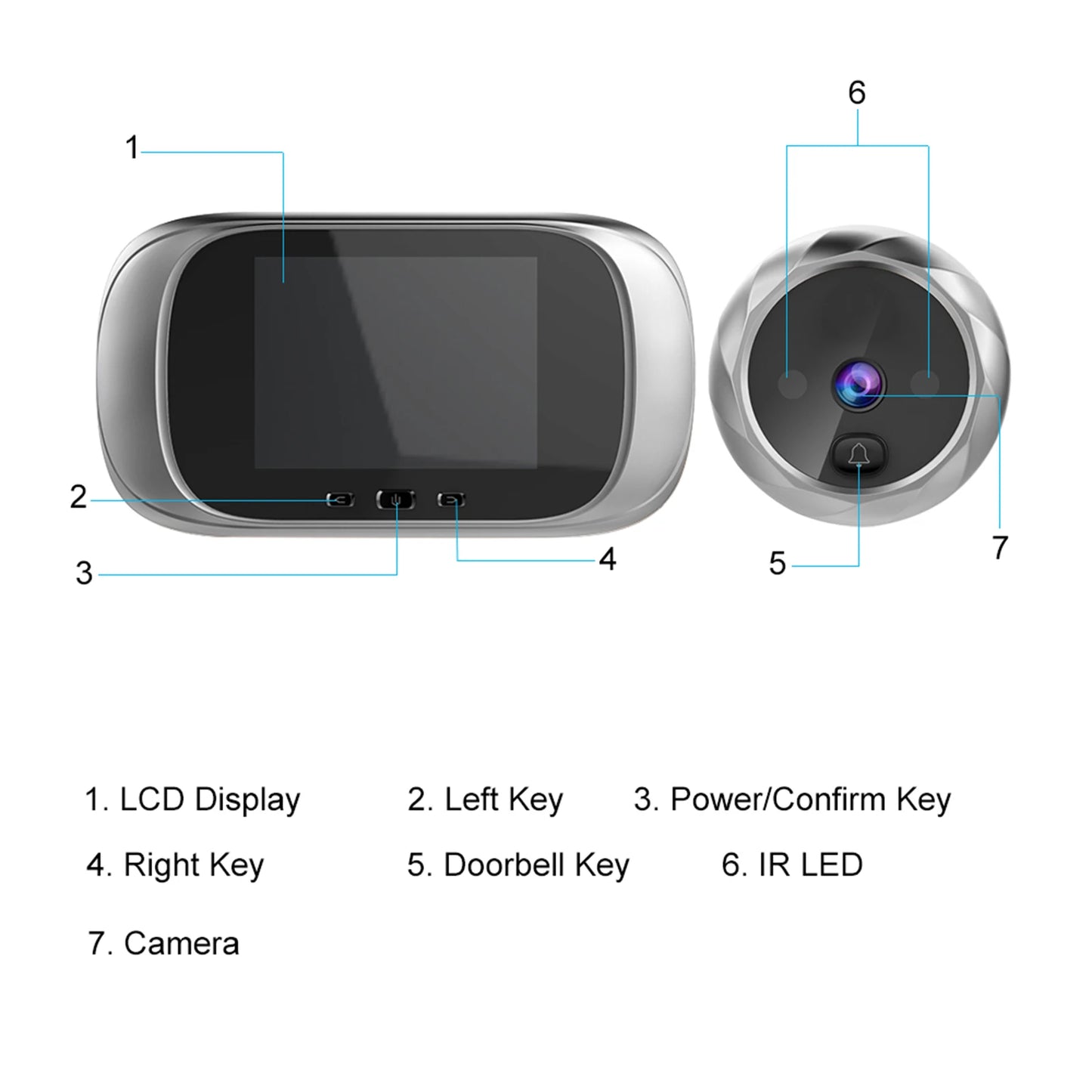 Digital Door Viewer Peephole Door Camera Doorbell 2.8-inch Night Vision Photo Shooting Digital Door Monitoring for Home Security