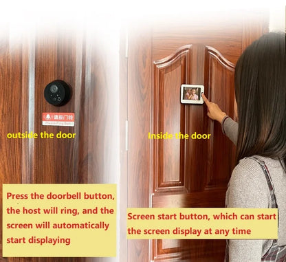 4.3 Inch video peephole Viewer IR Night Vision  HD Camera  Cat Eye Door Bell Smart HomeUltra wide angle  Video Doorbell Camera