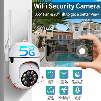 5MP Wifi IP Camera Outdoor 4X Digital Zoom Wireless Security Surveillance Camera AI Human Tracking Two-way Audio Night Color Cam