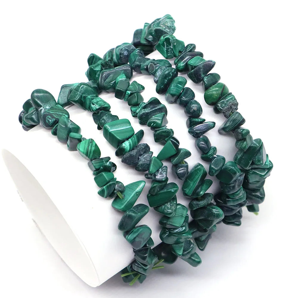 Natural Malachite Turquoise Quartz Bracelets Protection for Men Woman Reiki Healing Crystal Bracelets Chip Beads Chakra Stone