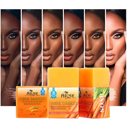 AILKE Pure Carrot Anti-Oxidation Serum Soap, Cleaning Stains, Skin Brightening Soap Bar, With Vitamin C, For Body And Face Use