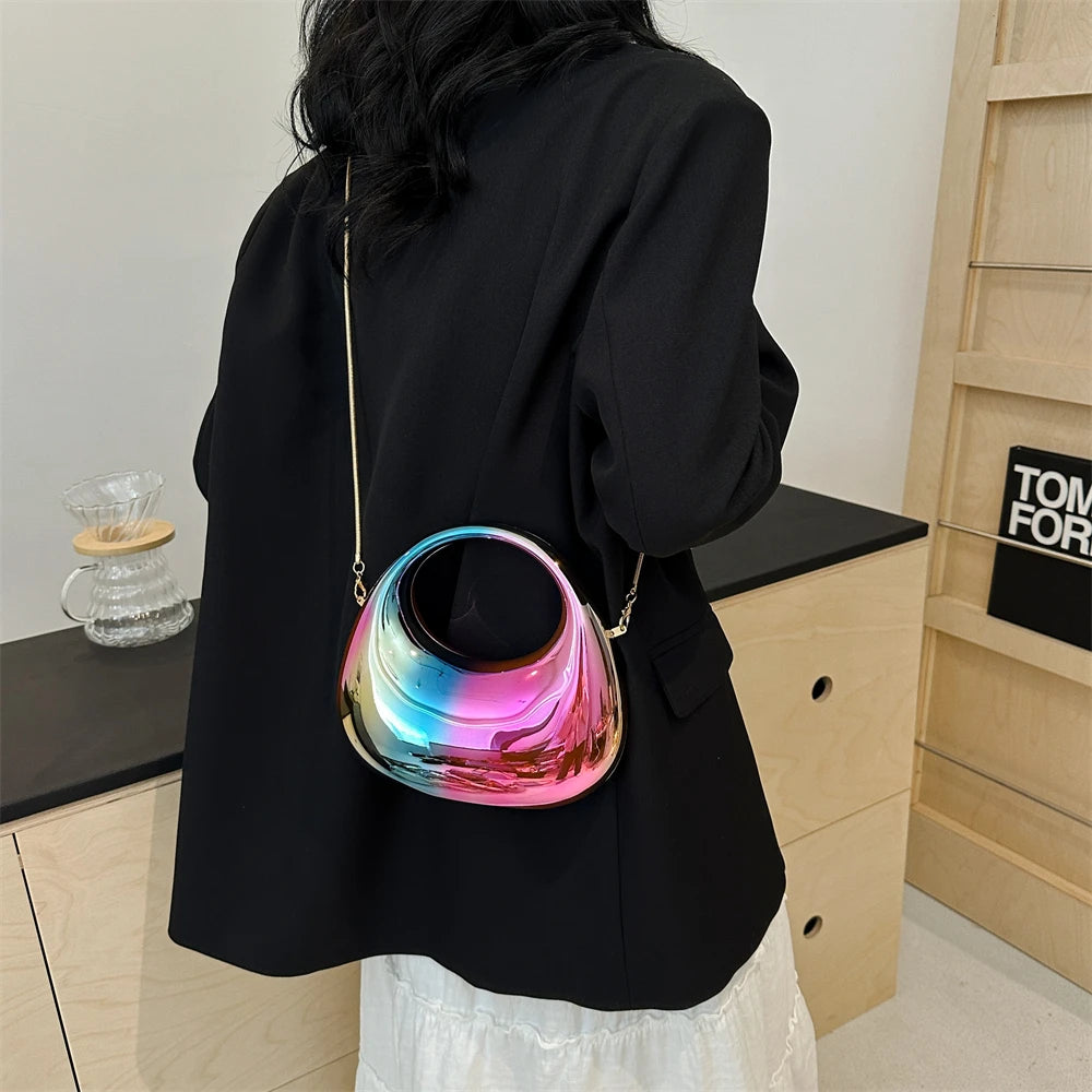 MOODS Evening Clutch Bags For Women 2024 Luxury Designer Purses And Handbags Golden Wedding Dinner Party Round Handle Wrist Bag