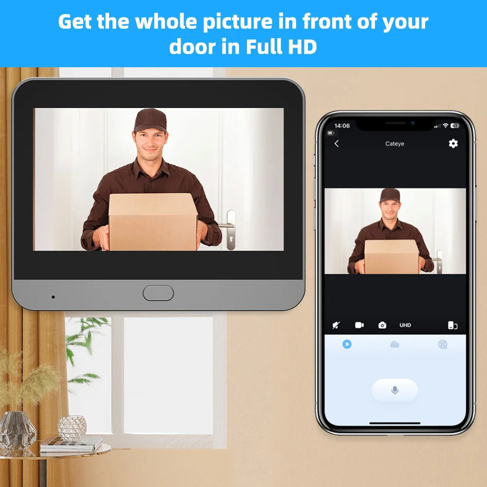 Smart 3MP Mini Digital Peephole Door Camera Wireless WiFi Infrared IR PIR Motion Detection Digital Viewer Doorbell iCam365 APP