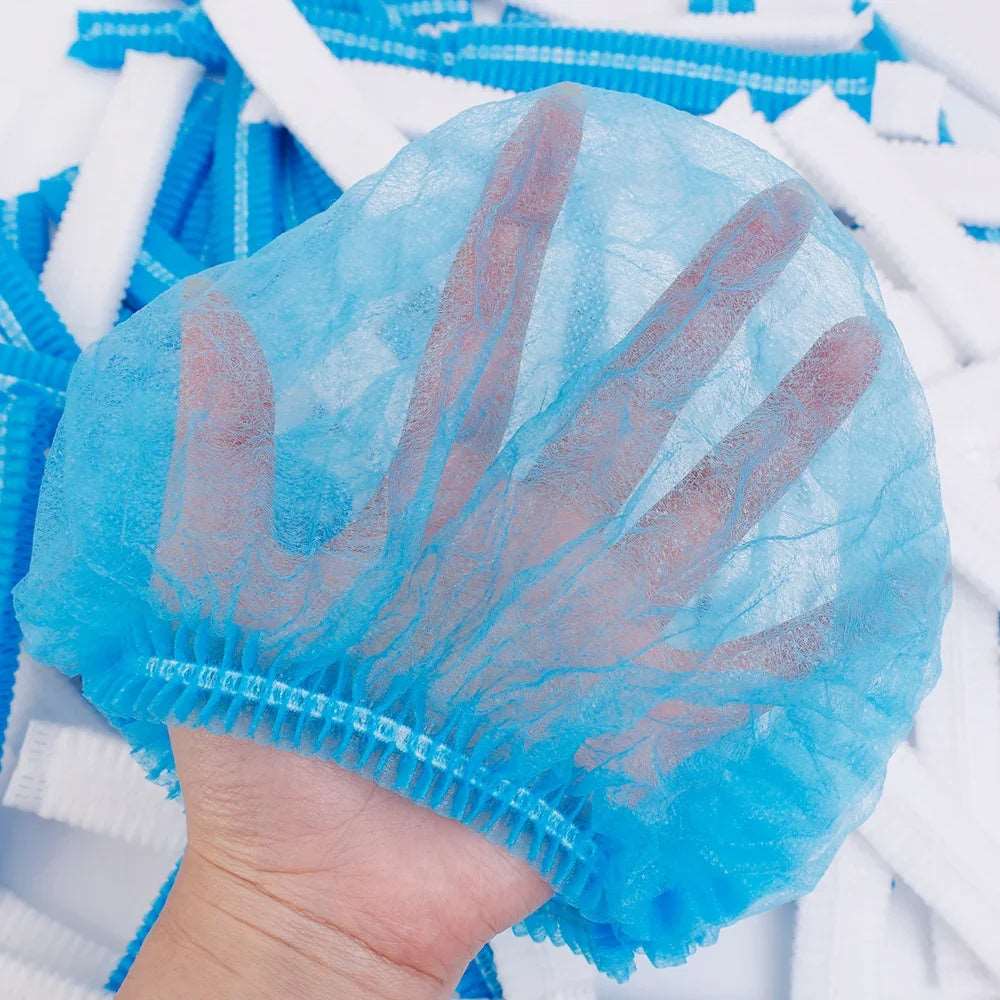 100-50pcs Non Woven Fabric Head Cover Disposable Stretch Net Hair Hat Bouffant Caps Cooking Dust Strip Hat For Kitchen Bathroom