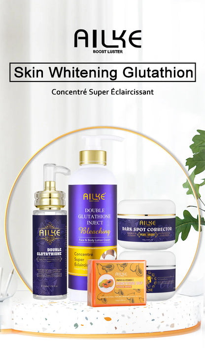 AILKE Glutathione 5-in-1 Women Skin Care Kit, With Body Lotion,  Serum, Dark Spot Removal Cream, Body Cream, Brightening Soap