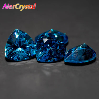 Corundum Ceylon Sea Blue Sapphire Gems Circular Shape Cushion Faceted Cut Loose Aquamarine Gemstone Set Gift Box