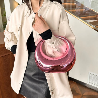 MOODS Golden Evening Handbag For Women PVC Wrist Bag Dinner Party Wedding Round Handle Clutch Purse 2024 Luxury Designer Handbag