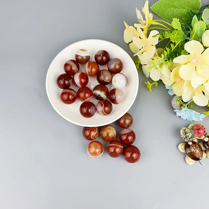 20mm Natural Crystal Carnelian And Clear Quartz Sphere Red Agate Stone Healing Reiki Ball Ornament Home Decoration DIY Gifts