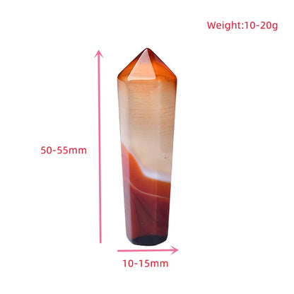 1PC Natural Carnelian Hexagonal Column Sardonyx Crystal Point Red Agate Meditation Healing Stone Tower Mineral Home Decoration