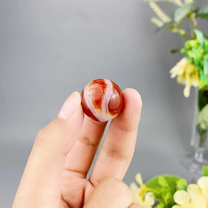 20mm Natural Crystal Carnelian And Clear Quartz Sphere Red Agate Stone Healing Reiki Ball Ornament Home Decoration DIY Gifts