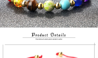 Reiki 7 Chakra Bracelet Natural Stone Rope Braided Yoga Healing Gold Color Copper Beads Bracelets & Bangles Meditation Jewelry