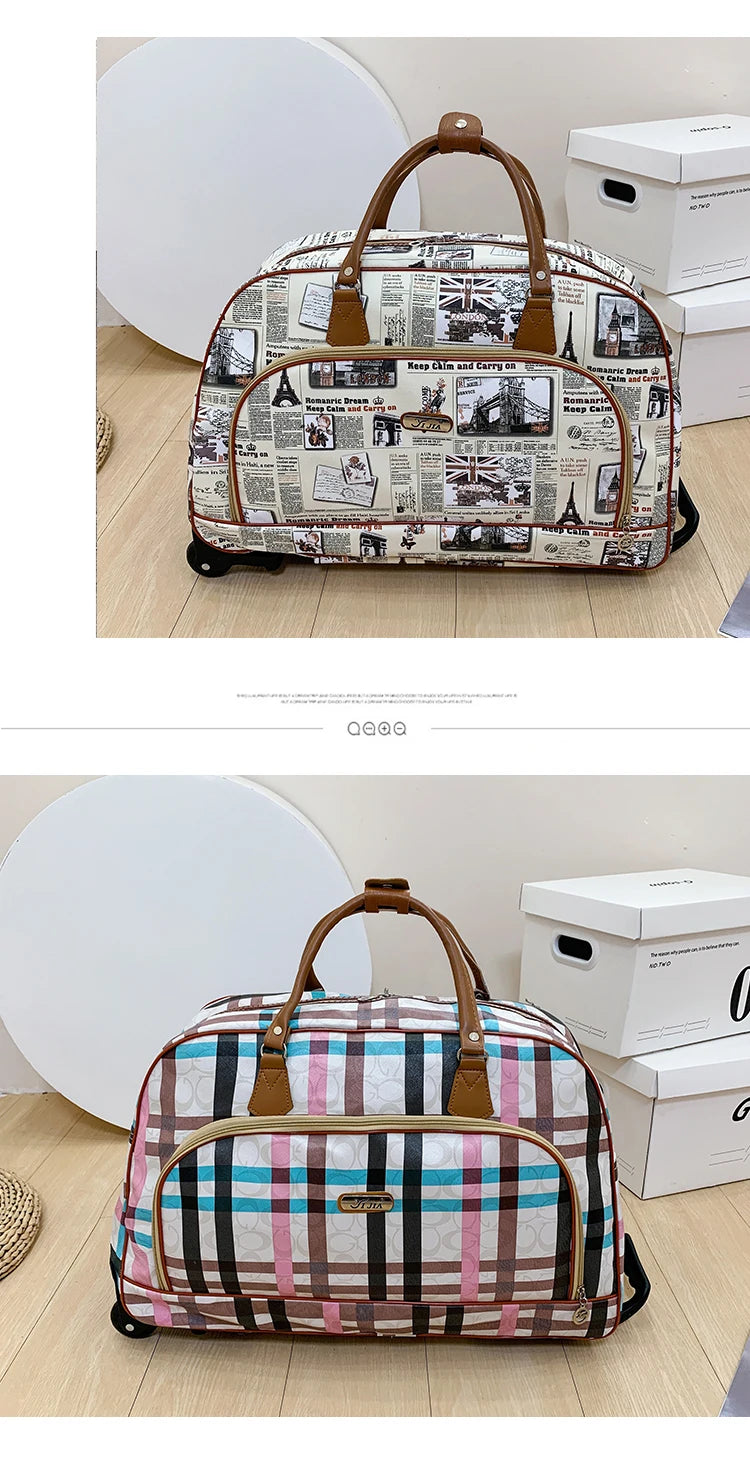 Large Capacity Women Travel Suitcase Trolley Bags Wheeled Bag Oxford Waterproof Rolling Luggage Travel Bag With Wheels